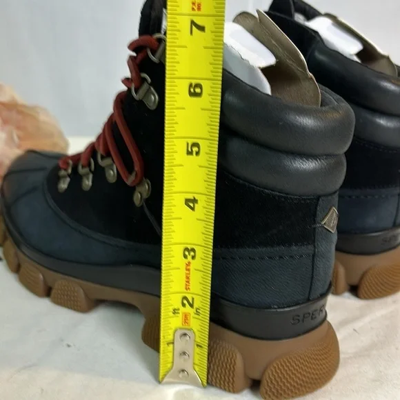 NWOB Sperry Summit Womens Black Waterproof Suede Lace Up Lug Sole Rain Boot 8.5 - Picture 5 of 8